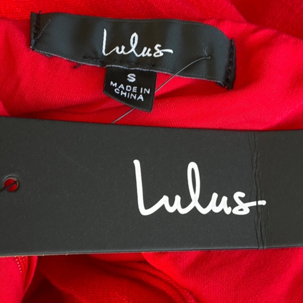 NWT Lulu’s Sunny Energy Red Lace-Up Midi Dress with Pockets Small Vacation Chic - Picture 14 of 14
